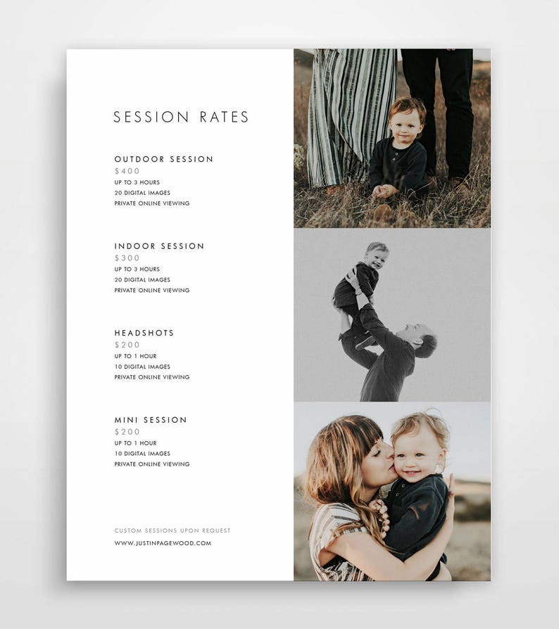 Photography Pricing Template Photography Price List image 0