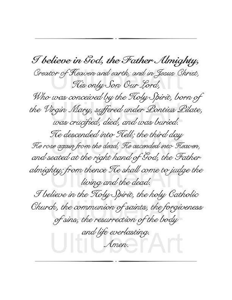 Apostles Creed Prayer Free Printable