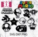 Super Mario,SVG,DXF,PNG,for cricut,for silhouette cameo,for printing,super mario,mario logo,yoshi,star,1 up 