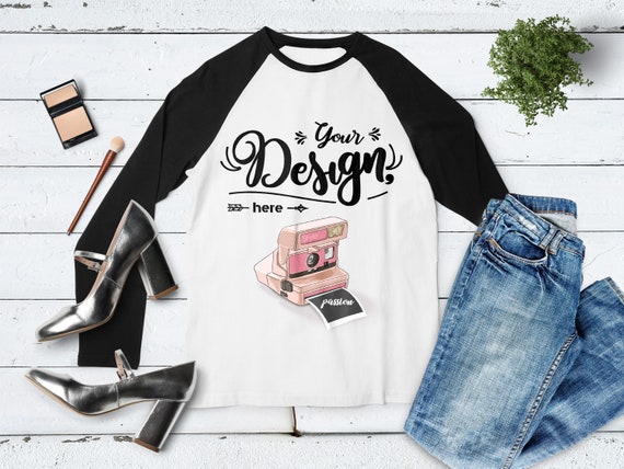Download Free Tultex 245 Raglans White Black Mockup T Shirt Mockup Free Tshirt Psd Mockups Download PSD Mockup Template
