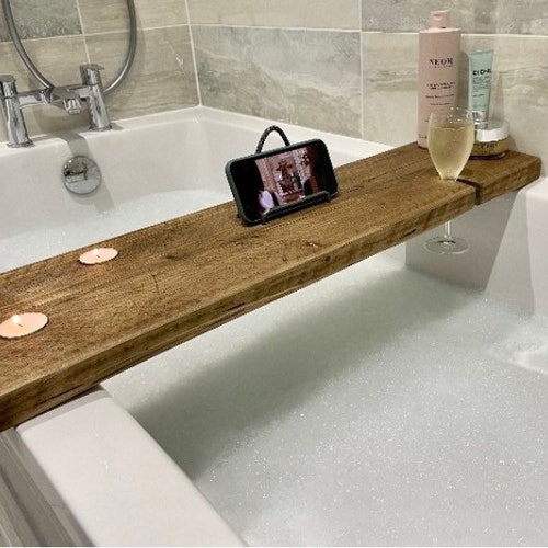 Wooden Bath Caddy Bath Board Bath Tray Etsy