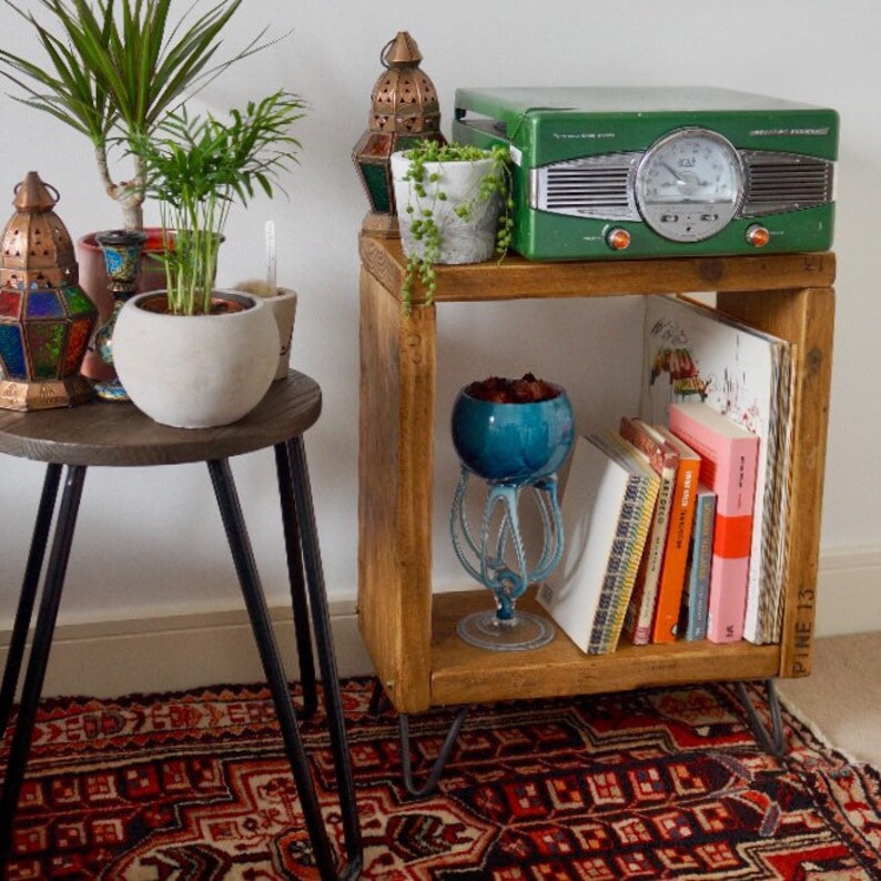 Bedside Table Side Table Magazine Rack Cube Storage Etsy