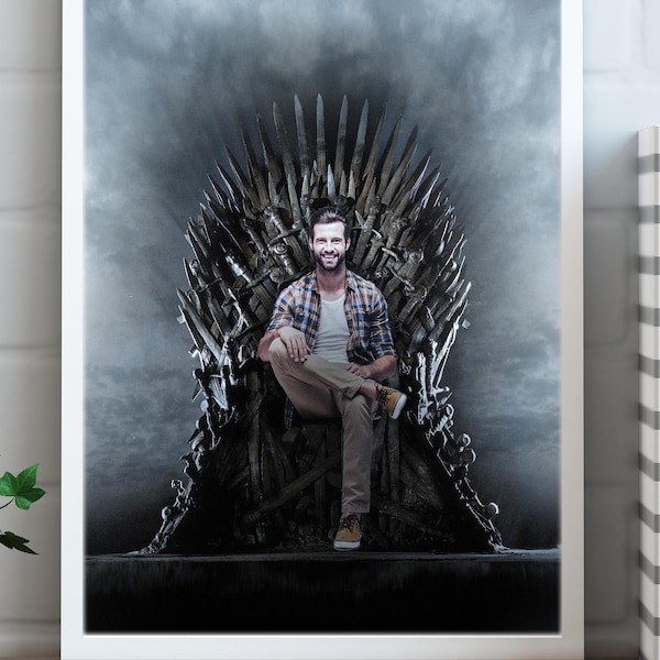 Asseyez-vous sur le trône de fer ! Game of Thrones photoshoppé (téléchargement numérique uniquement) maison du dragon, personnalisé, personnalisé, cadeau bâillon, affiche de film