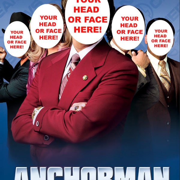 Anchorman photoshopped poster! Be on a movie poster! (Digital Download only) Will Ferrel, personalize, gag gift, print, photoshop,custom