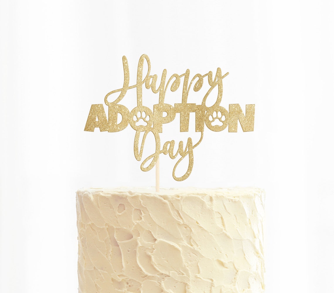 Happy Adoption Day Cake Topper / Paw Print Topper / Rescue Dog Etsy