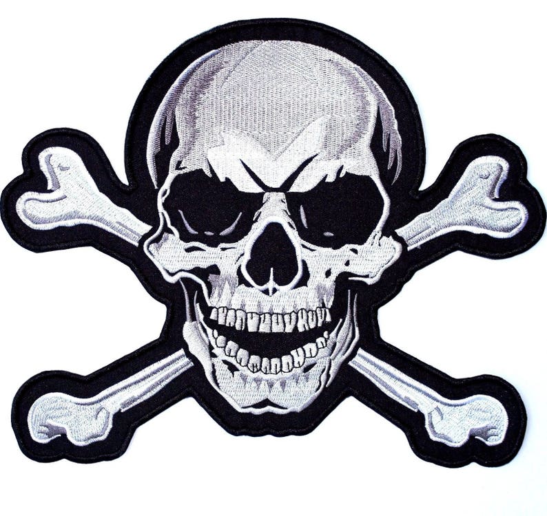BIKER BABY SKULL CROSSBONE MOTORCYCLE Embroidered Iron on Patch Free Postage 