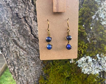 Boucles d’Oreilles en Pierre Naturelle – Cuivre Fait Main – Crochets artisanaux