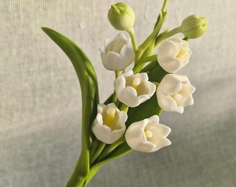 Lily of the Valley Hair Pin, Ivory White Cold Porcelain Bridal Hairpiece
