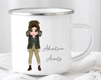 Personalized Hiking Enamel Mug: Adventure Gift