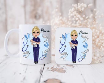 Midwife Gifts, Personalised Nurse Mug, Midwife thank you gift, NHS gifts, Gifts for midwives, Healthcare professional, Doctor gifts, Coaster