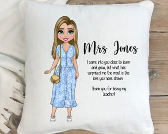 Teacher Gift, Personalised teacher cushion, Thank you gift, End of year gifts, Tutor, Teaching assistant, Thank you gifts for her, Books,