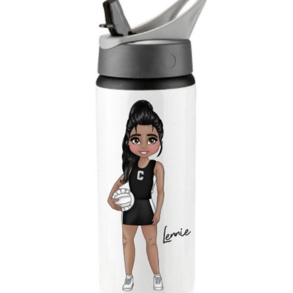 Personalised Netball water bottle , Netball Gifts for her, Character Cups, Personalised gifts, Christmas Gifts, Sports bottle, 600ml Bottle,