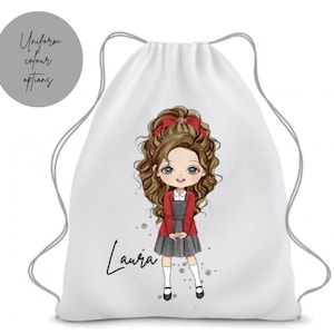 Cartable pour fille, cartable personnage d'école, sac à cordon personnalisé, accessoires pour la rentrée des classes, sac de sport pour écolière, cadeaux pour la nouvelle école,