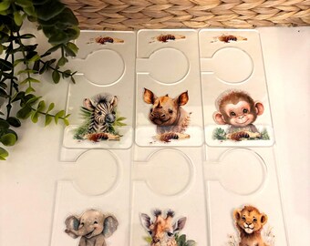 Safari Animal Baby Wardrobe Dividers: Jungle Nursery Decor, Acrylic Hangers