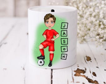 Personalisierte Fußball Spardose, Geschenk für benutzerdefinierte Charaktere
