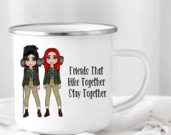 Personalized Hiking Enamel Mug: Adventure Friends Gift