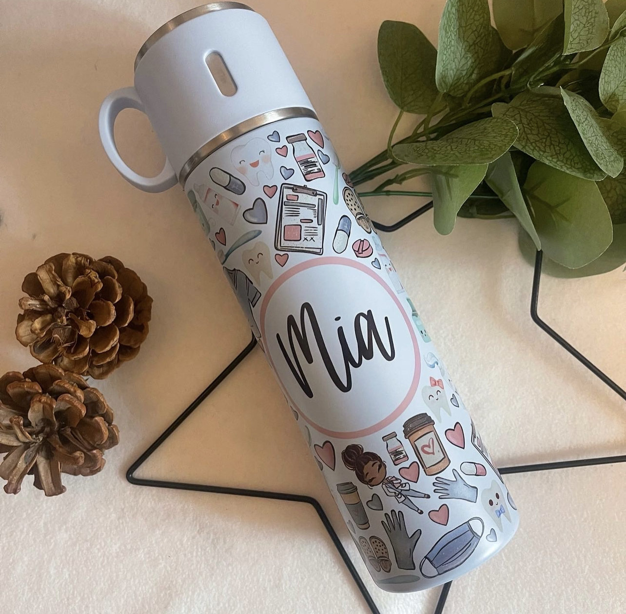 Personalized Dental Nurse Thermo Flask: Dentist Gift
