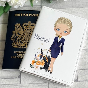 Copertina per passaporto personalizzata per assistente di volo Ryan Air: regalo di viaggio personalizzato, etichetta per bagaglio,