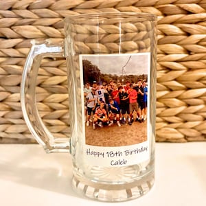 18th birthday gifts, 21st birthday gifts, 30th birthday gifts, 40th birthday gifts, personalised photo tankard, pint glass, gifts for him,