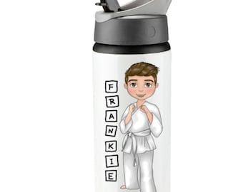 Personalized Karate Kid Water Bottle: Martial Arts Sports Bottle, Judo,