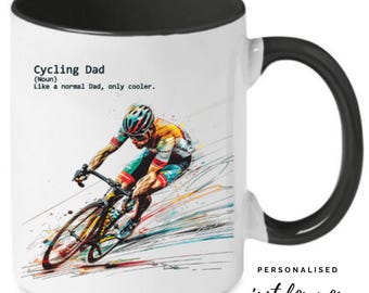 Personalized Cycling Dad Mug: Cyclist Art Gift