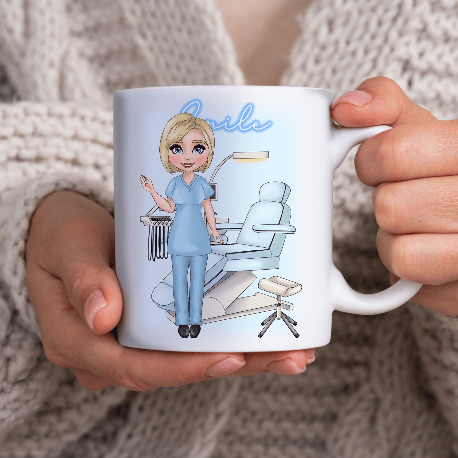 Tazza Personalizzata Per Dentista – Regalo Unico Con Nome E Messaggio, Tema Professionale Con Simboli Medici, Capacità 325 Ml