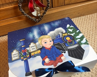 Personalized Polar Express Gift Box: Christmas Eve Keepsake, Baby Gift Box,