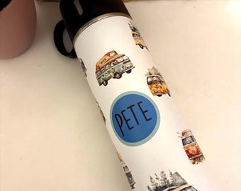 Camper Van Geschenk, personalisierte Camper Van Flasche, Wohnmobil Becher und Flasche Geschenkset,