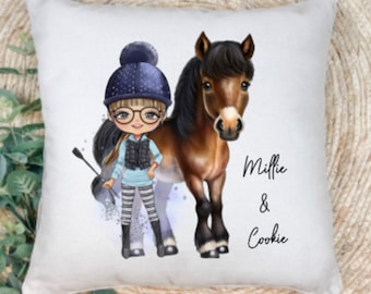 Personalized Equestrian Cushion, Horse Riding Gift, Horse Gift For Girls, Personalised Character Pillow,