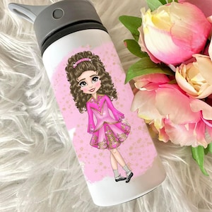 Presente personalizado de dança irlandesa, dançarina irlandesa, garrafa de água para dança irlandesa, presentes personalizados, dança irlandesa, dança Ceili, presentes para ela, rosa