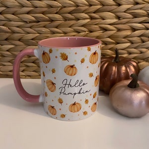 Autumn Mug, Hello Autumn, Personalised Pumpkin Mug, Autumn Home Decor, Pumpkin, Halloween, Pumpkin Season, Spooky Season, Cosy, Gifts Idea image 2