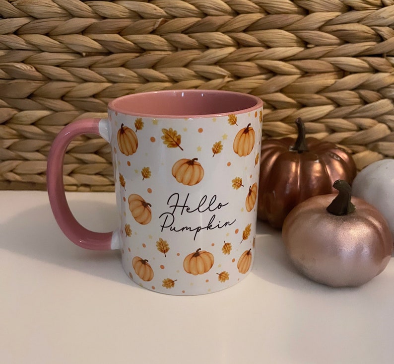 Autumn Mug, Hello Autumn, Personalised Pumpkin Mug, Autumn Home Decor, Pumpkin, Halloween, Pumpkin Season, Spooky Season, Cosy, Gifts Idea image 2