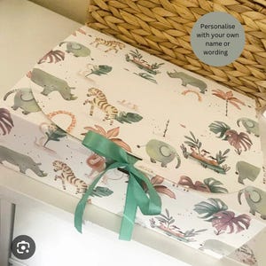 Caixa de presente com tema de safári, embrulho de presente personalizado, serviço de embrulho de presente, Ideia de presente, caixa de presente com tema de selva, Embrulho de presente, Aniversário de safári