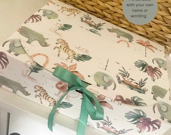 Safari themed gift box, personalised gift wrap, gift wrapping service, Gift idea, jungle themed gift box, Gift wrapping, Safari Birthday