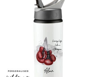 Botella de agua de boxeo personalizada: diseño de guante de boxeo, 600 ml