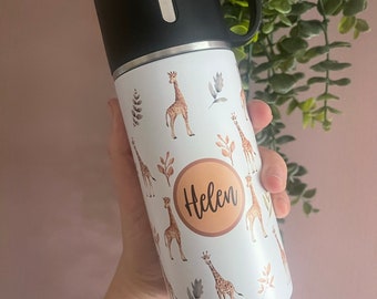 Personalized Giraffe Flask: Safari Theme Thermos Bottle Gift