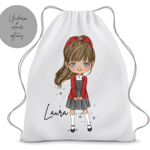 Cartable pour fille, cartable personnage d'école, sac à cordon personnalisé, accessoires pour la rentrée des classes, sac de sport pour écolière, cadeaux pour la nouvelle école,