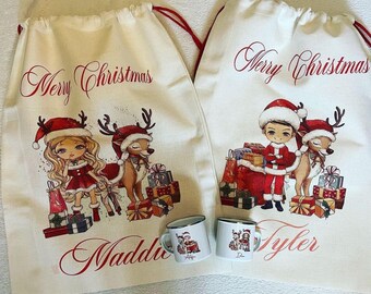 Personalized Christmas Sack: Character Gift Bag, Christmas Decor