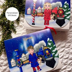 Pudełko prezentowe Polar Express, Spersonalizowane pudełko Polar Express, Prezent na prezent, idealne do bluz z kapturem Polar Express i piżam, Pudełko Wigilijne,