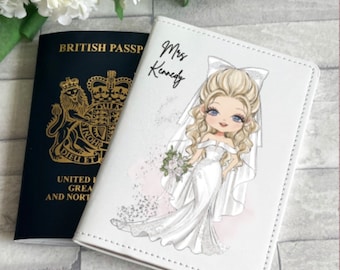 Personalised Bride passport cover, Bride to be, Beach Wedding, Hen Party, Bachelorette party, passport Cover, Gifts for her, Bride Gifts,