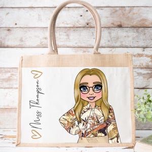 Borsa tote personalizzata per insegnanti: borsa regalo in iuta personalizzata
