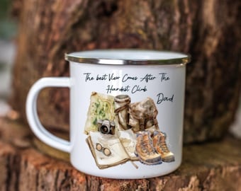 Personalized Hiking Enamel Mug: Adventure Gift