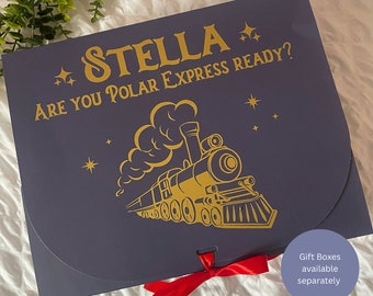 Polar Express gift box, Personalised Polar Express box, Gift reveal, perfect for your polar express hoodies and Pyjamas, Christmas Eve Box,