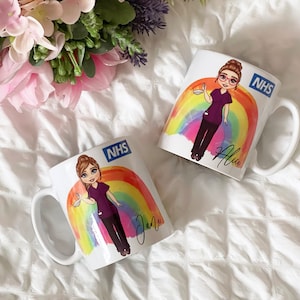 Krankenschwester Geschenke, personalisierte Pflegekraft Tasse, NHS, Arzt, gesundheitliche Geschenke, Studenten Krankenschwester, Kaffee, Tee, Geschenke für sie, Abschiedsgeschenk, NHS Regenbogen