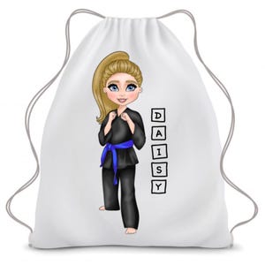 パーソナライズされた巾着袋、子供用バッグ、空手ギフト、柔道ギフト、空手キッド、柔術、キットバッグ、スポーツバッグ、格闘技ギフト、