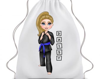 Spersonalizowana torba ze ściągaczem do karate, gi, judo, jiu jitsu, prezent dla miłośników sztuk walki, taekwondo, torba sportowa, niestandardowe kolory pasów,