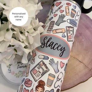 personalised Nurse Gifts, Personalised Thermo Flask, Perfect for leaving Gifts, Thank you Gift, Stethoscope, Doctors, Nhs, For her, Lunch