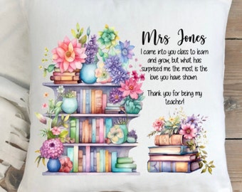 Teacher Gift, Personalised teacher cushion, Thank you gift, End of year gifts, Tutor, Teaching assistant, Thank you gifts for her, Books,