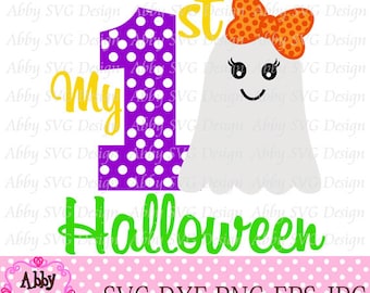My 1st/First Halloween Ghost For Girls Cut File svg,png,dxf and eps file for the Cutting Machines