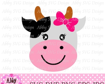 Cow Face For Girls Svg Cut File,Cow svg,Girls Cow svg,Farm animal svg,cut file for Cutting Machines NO:0149